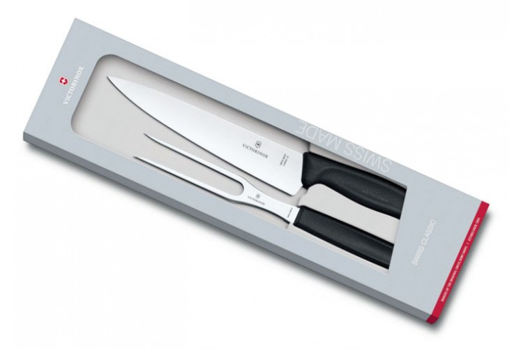 Coffret &agrave; d&eacute;couper Victorinox SwissClassic couteau &agrave; d&eacute;couper + fourchette de chef