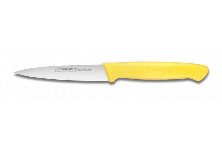 Couteau d'office Bargoin Creative Chef 10cm manche surmoul&eacute; jaune