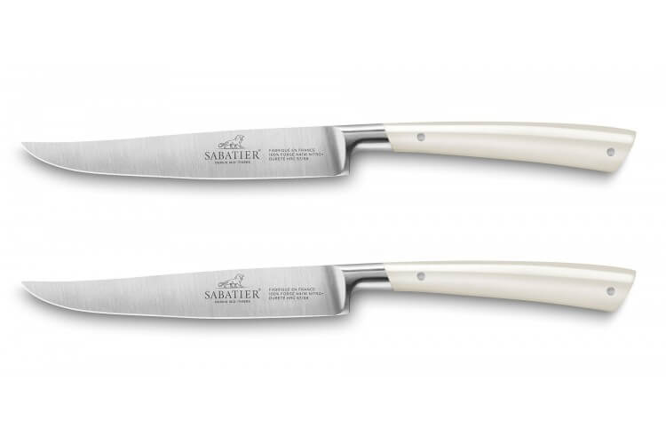 Coffret 2 couteaux à steak Sabatier Edonist Perle forgé 12cm fabrication française