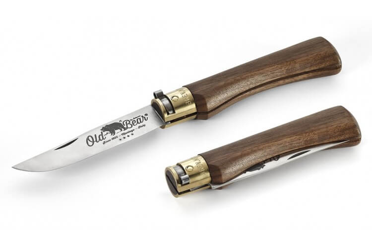 Couteau artisanal Old Bear XL lame inox 10cm manche noyer avec virole
