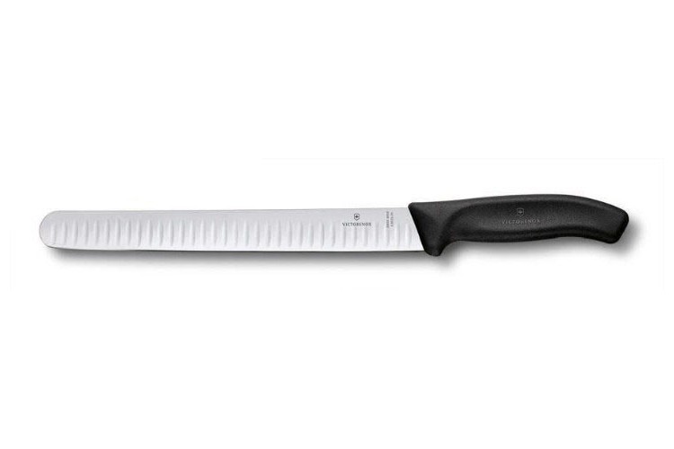 Couteau &agrave; jambon Victorinox SwissClassic lame alv&eacute;ol&eacute;e 25cm noir