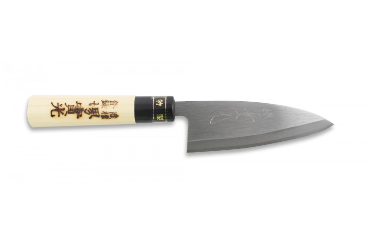 Couteau Ajikiri japonais artisanal JIKKO Tokusei 12cm Nihon Steel magnolia grav&eacute;