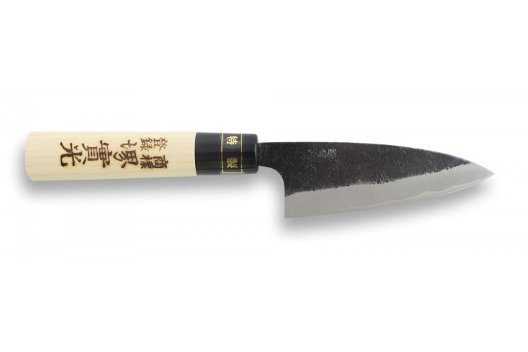 Couteau Ajikiri japonais artisanal JIKKO Tokusei 10,5cm Nihon Steel magnolia grav&eacute;
