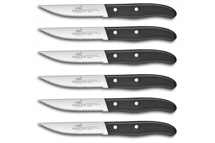Set de 6 couteaux &agrave; steak Sabatier International lame microdentel&eacute;e 12.5cm