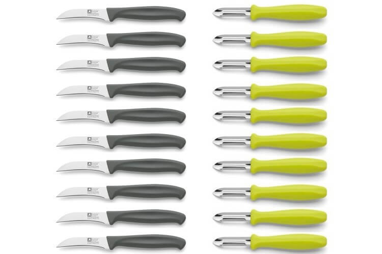 Lot de 10 éplucheurs anis + 10 couteaux à légumes gris Richardson Sup R Cut