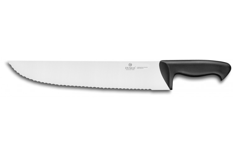 Couteau &agrave; poisson lame large crant&eacute;e 32 Dumas Thermo Black 35cm manche surmoul&eacute;