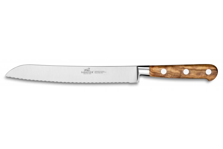 Couteau &agrave; pain SABATIER Proven&ccedil;ao 100% forg&eacute; 20cm en olivier