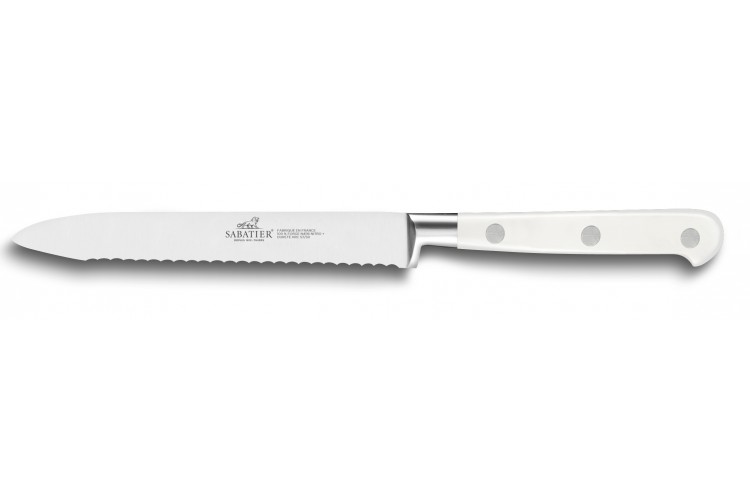 Couteau universel Sabatier Toque blanche 100% forg&eacute; dent&eacute; 12cm