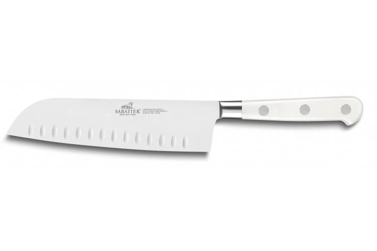 Couteau santoku Sabatier Toque blanche 100% forgé alvéolé 18cm