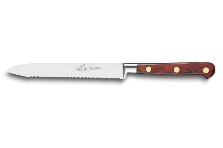 Couteau &agrave; l&eacute;gumes dent&eacute; SABATIER Saveur lame 100% forg&eacute;e 12cm 3 rivets