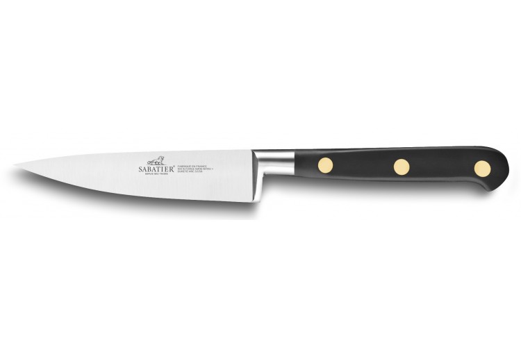 Couteau d'office SABATIER Id&eacute;al Inox 100% forg&eacute; rivets laiton lame 10cm