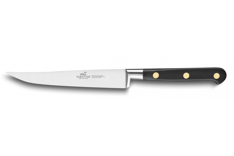 Couteau &agrave; steak SABATIER Id&eacute;al Inox 100% forg&eacute; rivets laiton lisse 13cm