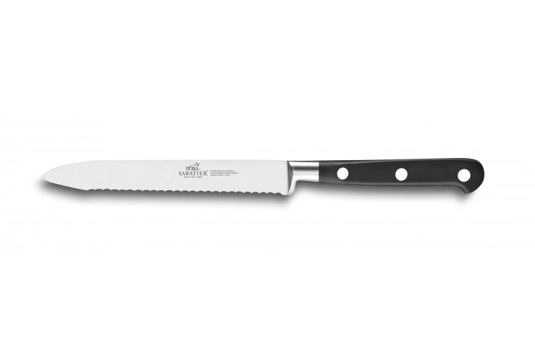 Couteau &agrave; l&eacute;gumes SABATIER Id&eacute;al Inox 100% forg&eacute; lame dent&eacute;e 12cm