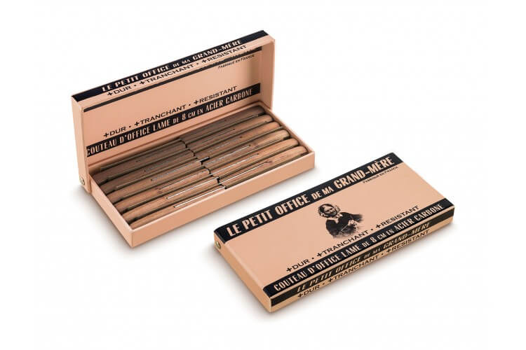 Coffret de 12 couteaux Le petit office de ma Grand Mère par Sabatier lames carbone 8cm
