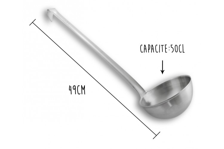 Louche acier inox 18/10 monobloc professionnelle 49cm capacit&eacute; 50cl Matfer