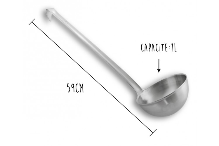 Louche acier inox 18/10 monobloc professionnelle 59cm capacit&eacute; 1L Matfer