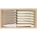 Coffret 6 couteaux à steak C. DOZORME Capucin lames lisses acier inox manches crèmes