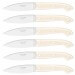 Coffret 6 couteaux à steak C. DOZORME Capucin lames lisses acier inox manches crèmes