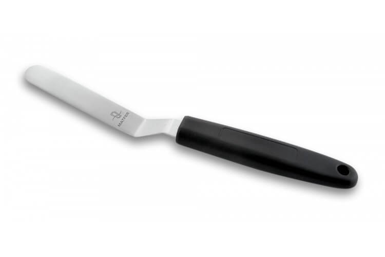 Spatule coudée professionnelle acier inox 9cm manche PP noir