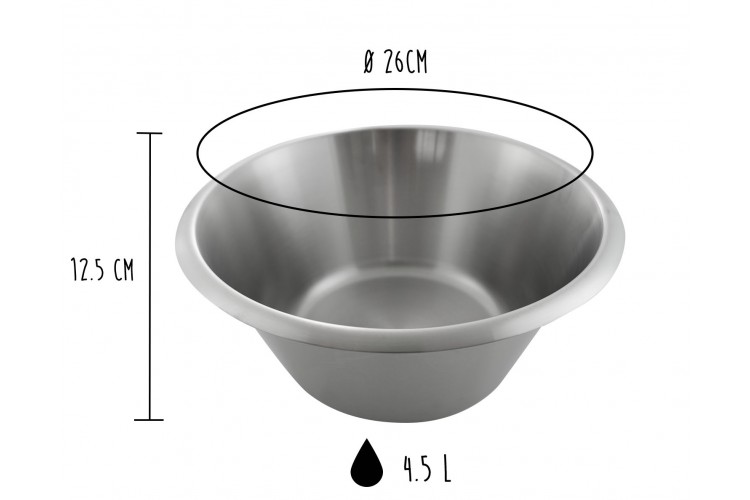 Bassine p&acirc;tissi&egrave;re professionnelle Matfer 100% acier inox - Diam&egrave;tre 26cm