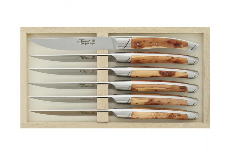 Coffret 6 couteaux de table Avantage Le Thiers Goyon-Chazeau manches gen&eacute;vrier