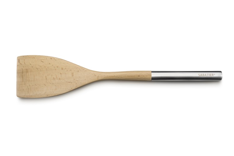 Spatule de cuisine Sabatier en h&ecirc;tre 34cm embout inox