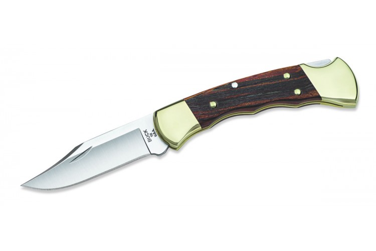 Couteau pliant BUCK 112FG Ranger manche 11cm empreintes doigts + &eacute;tui cuir