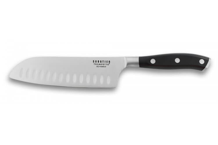 Couteau santoku alvéolé Sabatier Trompette Vulcano 17cm 3 rivets