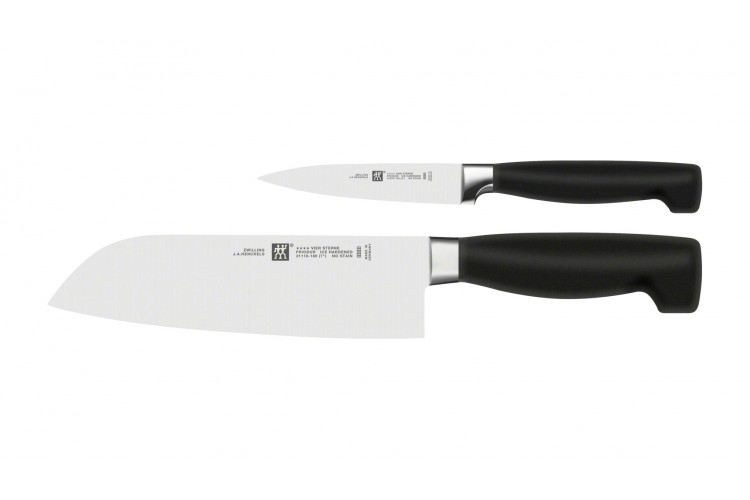 Coffret 2 pi&egrave;ces forg&eacute;es Zwilling Four Star haut de gamme - Office et Santoku