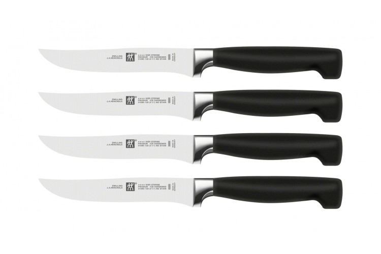 Coffret de 4 couteaux &agrave; steak lisses Zwilling Four Star lame forg&eacute;e 12cm