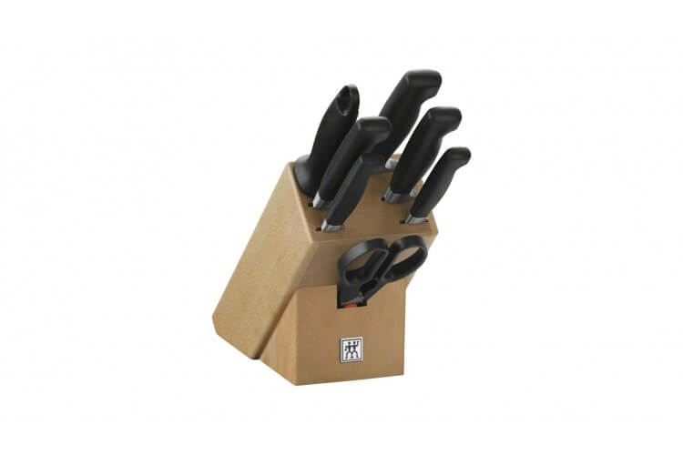 Bloc couteaux bois naturel 8 pièces Zwilling Four Star lames forgées