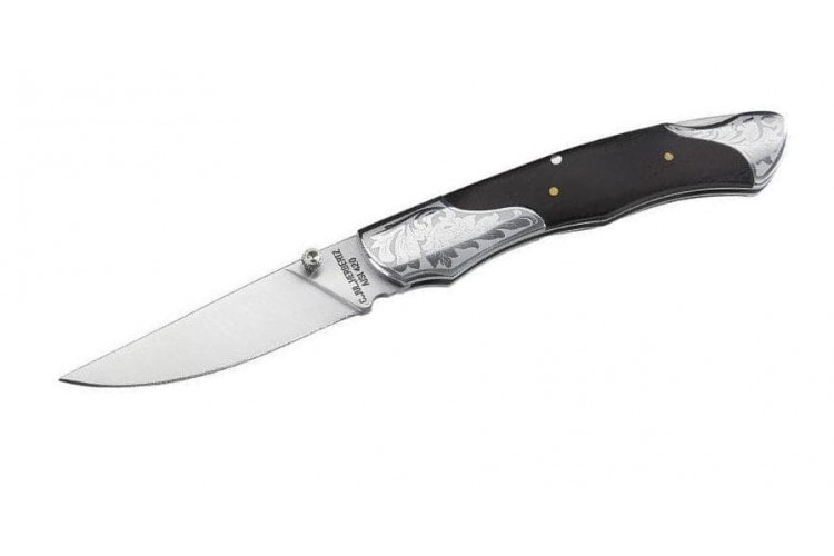 Couteau pliant Herbertz 209512 manche bois mitres grav&eacute;es 12cm