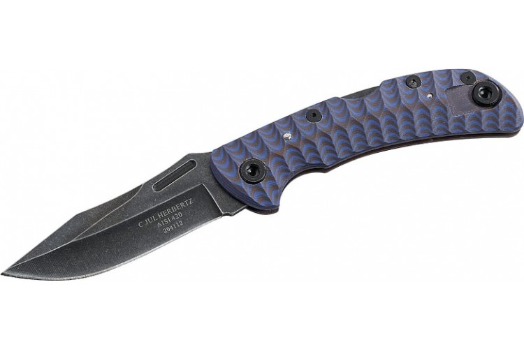 Couteau pliant Herbertz 204112 manche bleu mouchet&eacute; 12cm