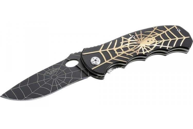 Couteau pliant Herbertz 201012 d&eacute;cor araign&eacute;e manche m&eacute;tal 11.5cm