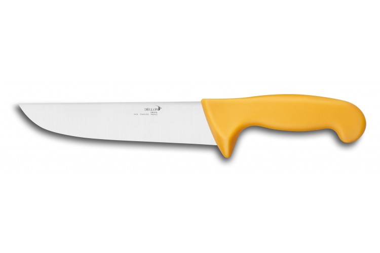 Couteau de boucher professionnel D&eacute;glon Profil lame 20cm - manche jaune