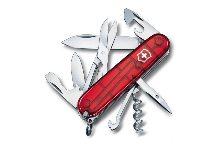 Couteau suisse Victorinox 10 pi&egrave;ces CLIMBER Rouge translucide