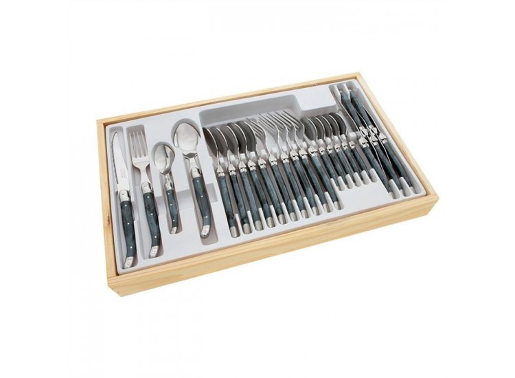 M&eacute;nag&egrave;re Laguiole 24 pi&egrave;ces Gris Flamme Pradel Excellence