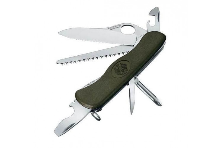 Couteau suisse Victorinox Arm&eacute;e allemande vert kaki mat 111mm 10 fonctions