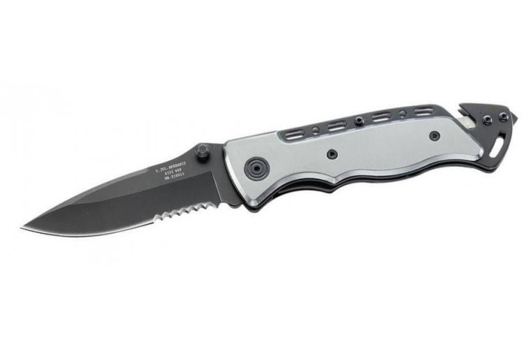 Couteau pliant Herbertz 210211 manche alu plaquette argent&eacute;e 12cm