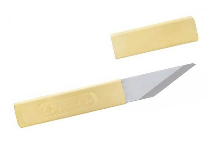 Couteau de poche Higonokami Kiri 659 acier Blue Steel manche laiton 7cm + étui