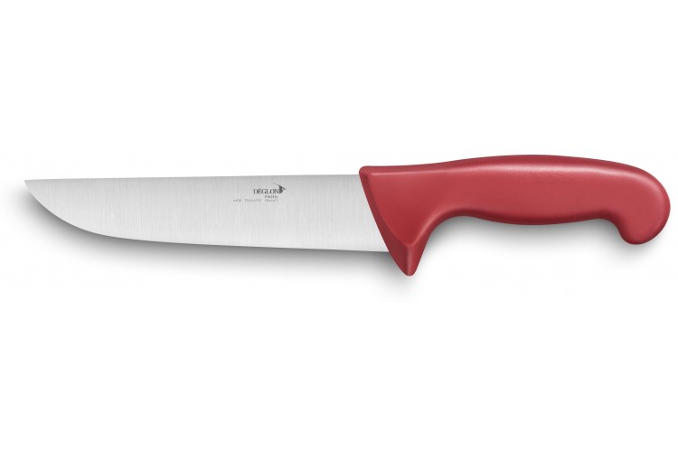 Couteau de boucher professionnel D&eacute;glon Profil lame 20cm - manche rouge