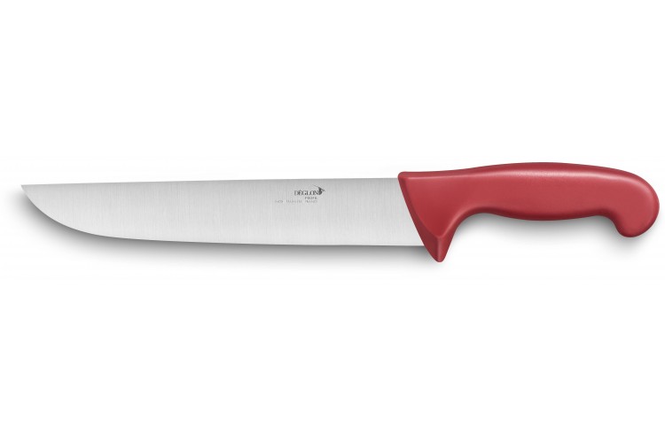 Couteau de boucher professionnel D&eacute;glon Profil lame 25cm - manche rouge
