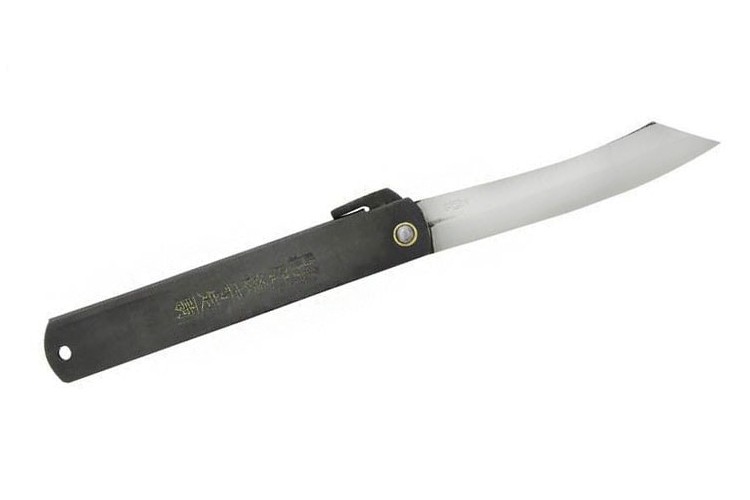 Couteau pliant Higonokami 670 acier carbone manche noir grav&eacute; 12cm en acier