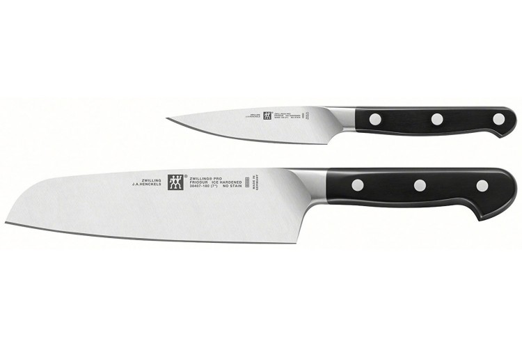 Coffret 2 couteaux de cuisine Zwilling Pro forg&eacute;s - 1 office + 1 santoku