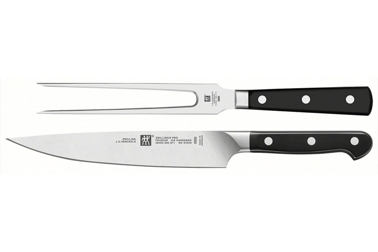 Coffret &agrave; d&eacute;couper Zwilling Pro forg&eacute; - 1 fourchette &agrave; viande + 1 couteau &agrave; trancher