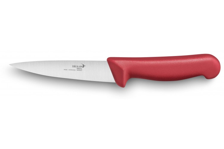 Couteau &agrave; saigner professionnel D&eacute;glon Profil lame 14cm - manche rouge