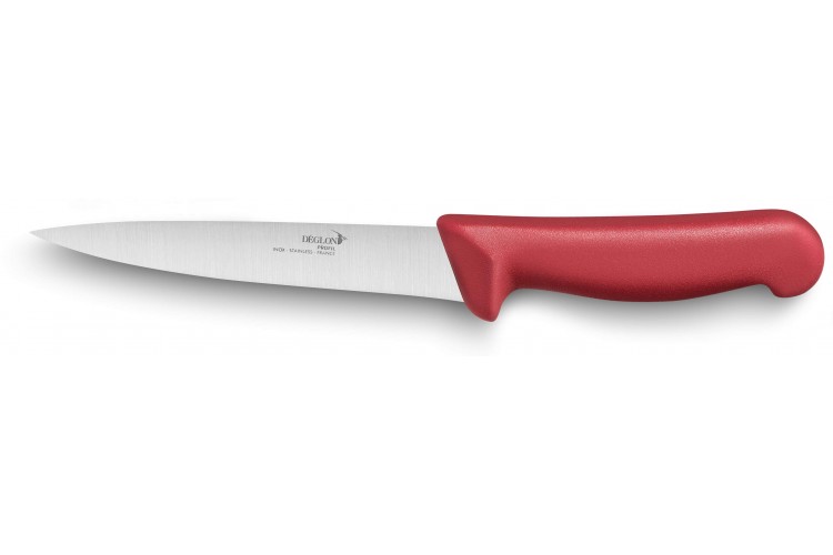 Couteau &agrave; saigner professionnel D&eacute;glon Profil lame 17cm - manche rouge