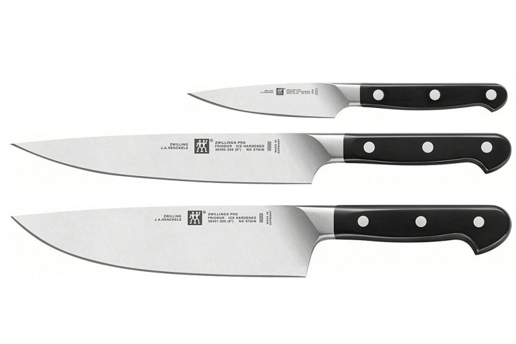 Coffret 3 couteaux de cuisine Zwilling Pro forg&eacute;s - 1 office + 1 trancheur + 1 chef