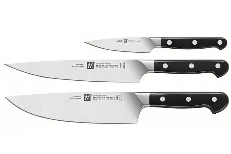 Coffret 3 couteaux de cuisine Zwilling Pro forgés - 1 office + 1 trancheur + 1 chef