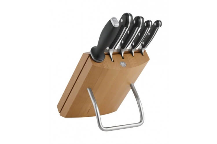 Bloc design 4 couteaux Zwilling Pro forgés + 1 fusil à aiguiser